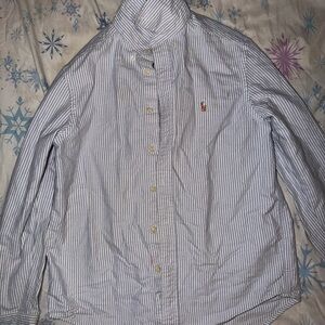 Ralph Lauren Blue and White Striped Shirt Boys M 10/12